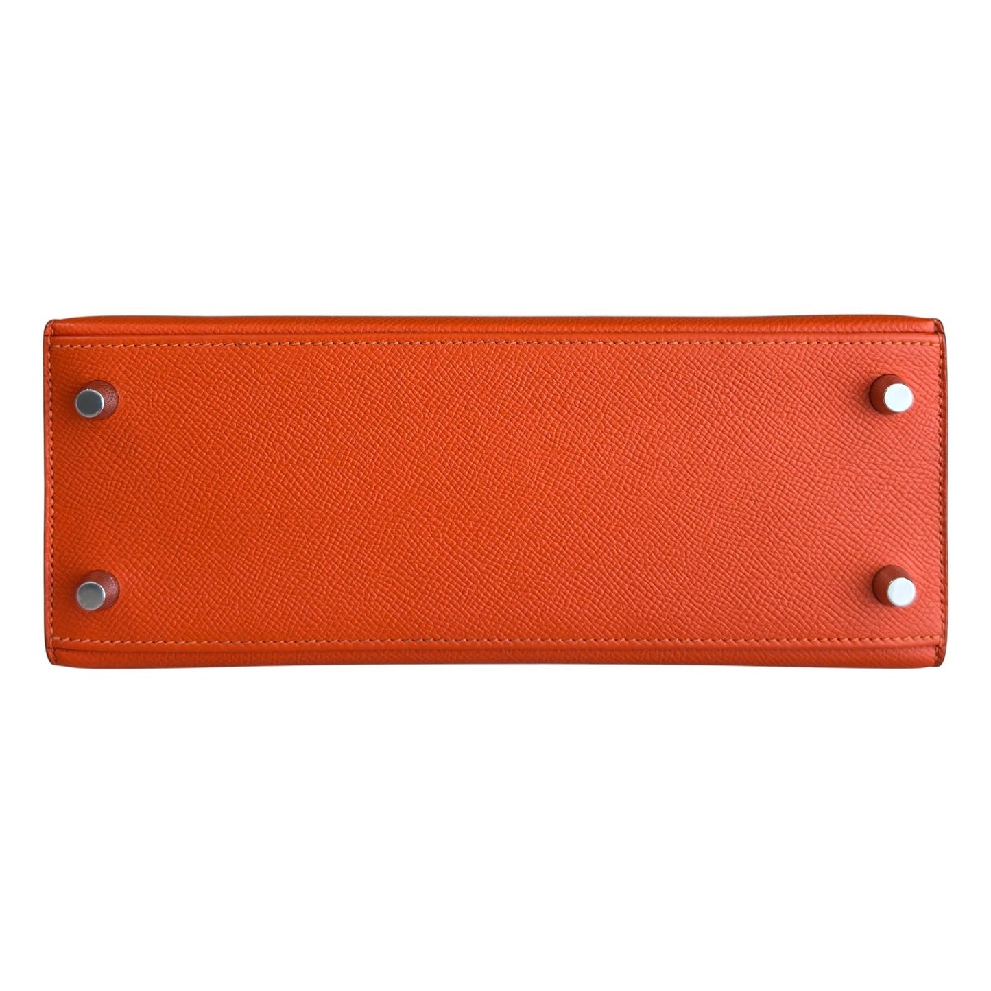 Hermes Kelly 25 Sellier Feu Orange Epsom Leather Palladium Hardware RARE