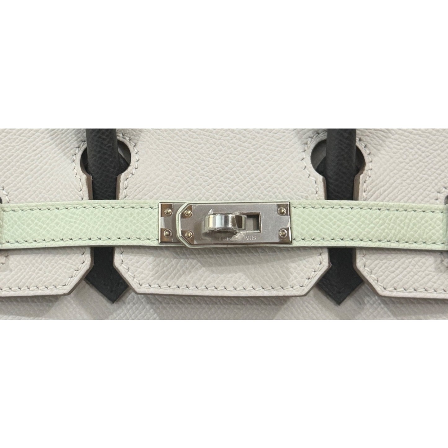 Hermes Birkin 25 Tri Color Gris Pale Vert Fizz Graphite Gray Epsom Palladium