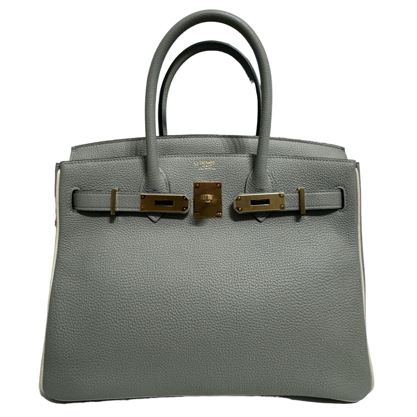 Hermes Birkin 30 Special Order Gris Mouette Gray & Craie Leather Gold Hardware