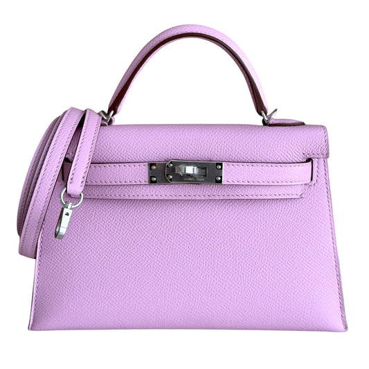 Hermes Kelly Mini 20 Mauve Sylvester Pink Epsom Leather Palladium Hardware 2026