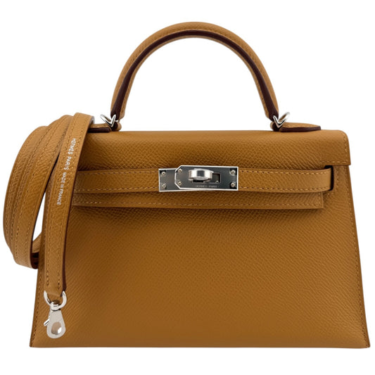 Hermes Kelly Mini 20 Sesame Tan Epsom Leather Palladium Hardware