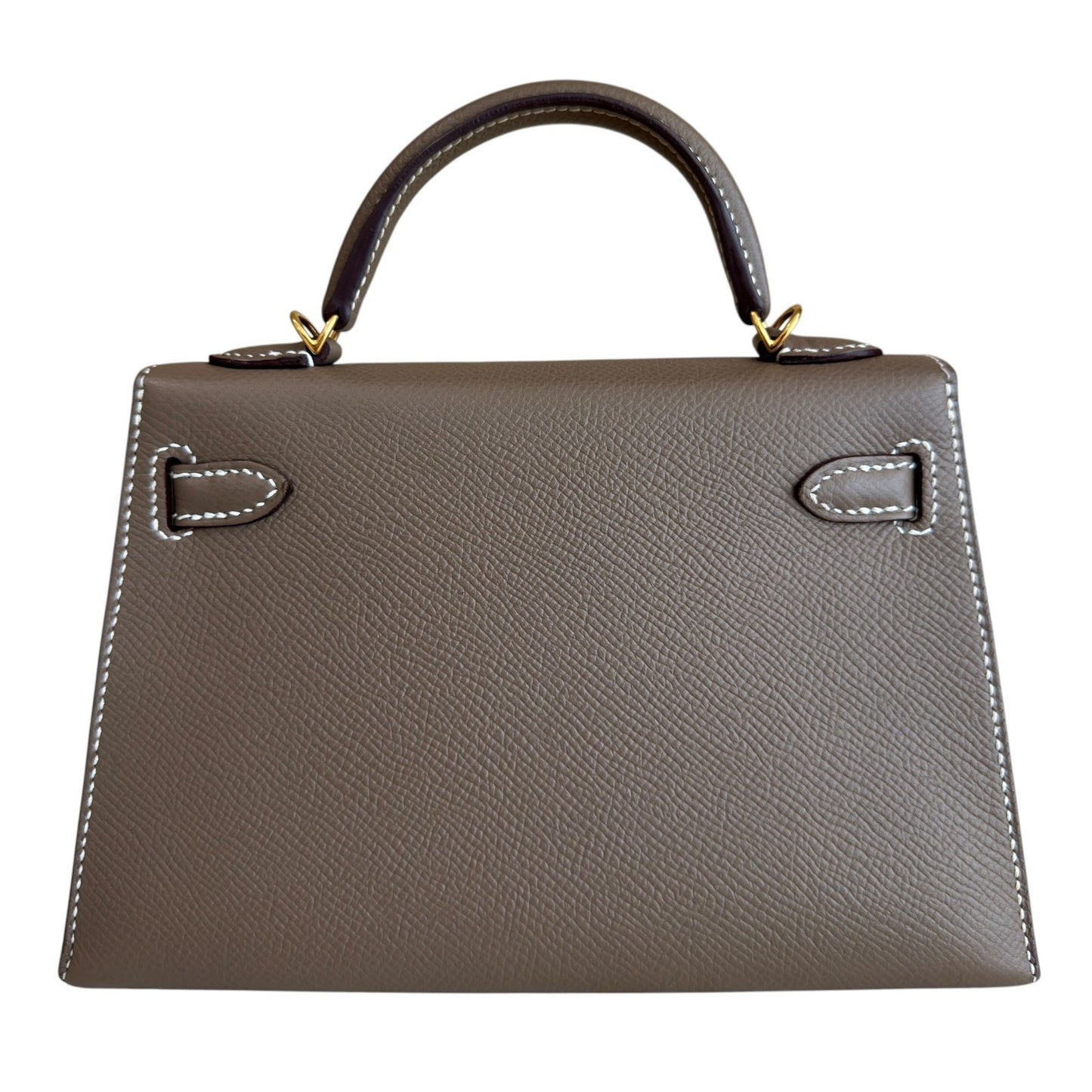 Hermes Kelly Mini 20 Etoupe Gray Epsom Leather Gold Hardware