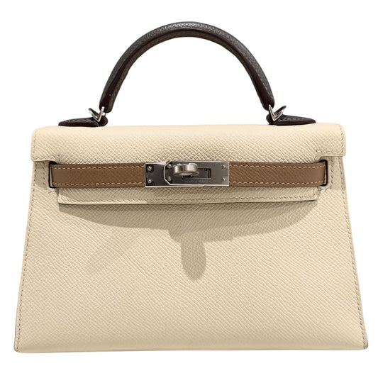 Hermes Mini Kelly Tri Color Nata , Chai and Gris Meyer Epsom Palladium Hardware