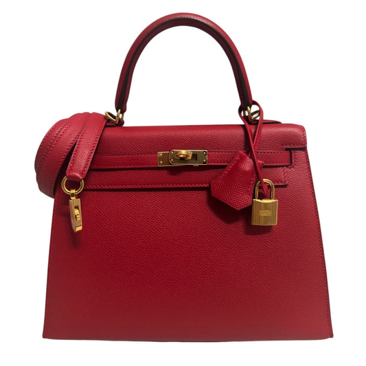 Hermes Kelly 25 Sellier Rouge Casaque Red Epsom Leather Gold Hardware