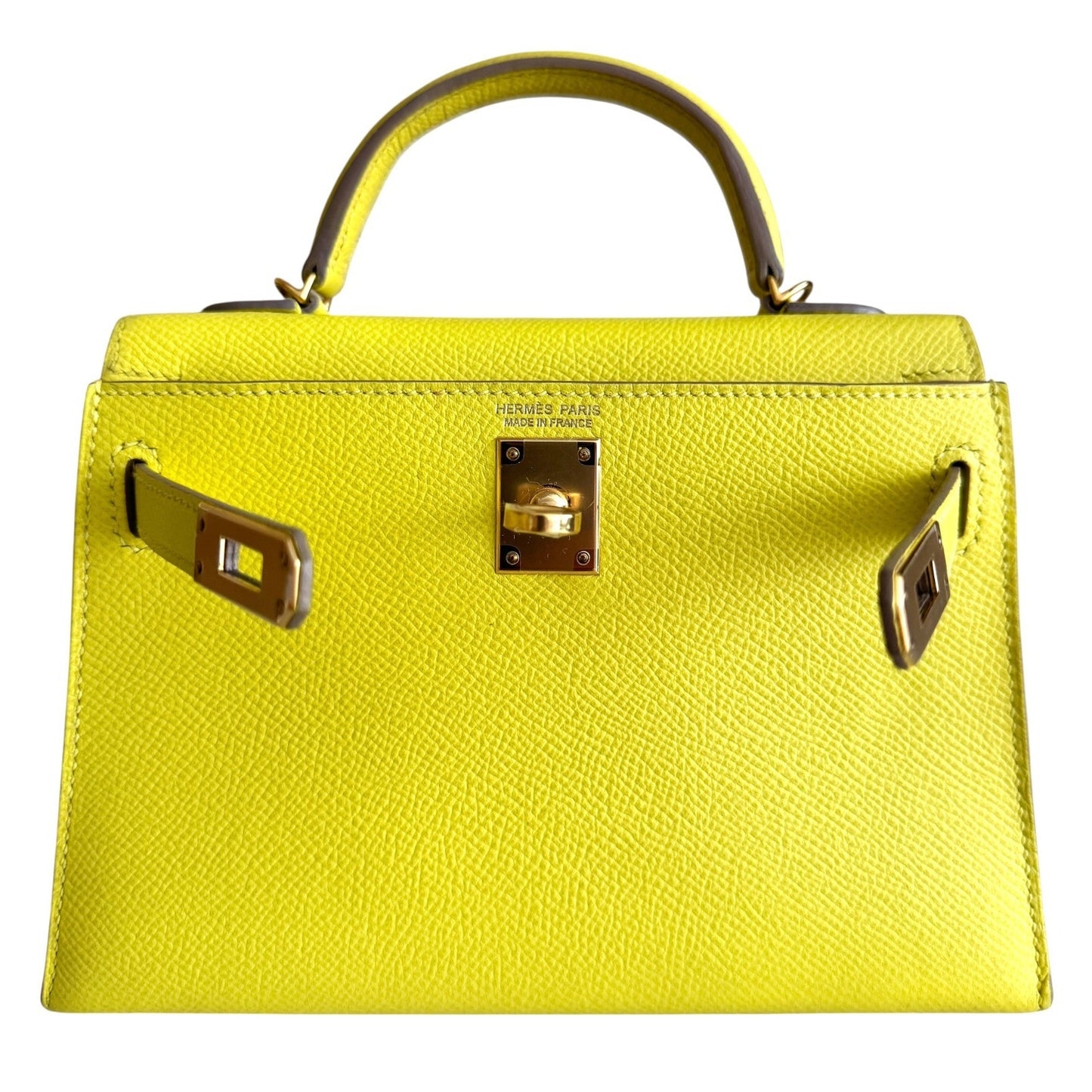 Hermes Kelly Mini 20 Lime Yellow Epsom Leather Gold Hardware