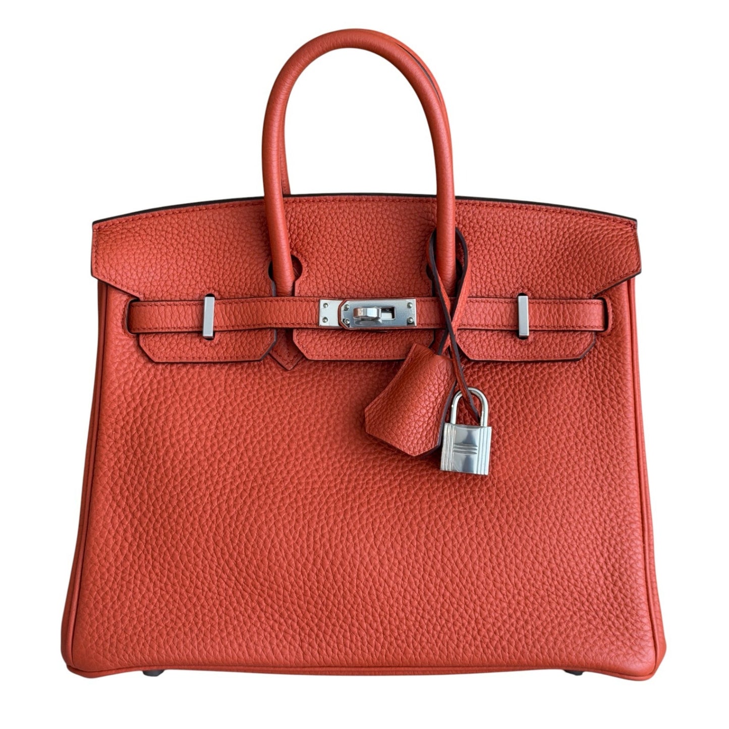 Hermes Birkin 25 Verso Feu Orange Cuivre Togo Leather Palladium Hardware RARE