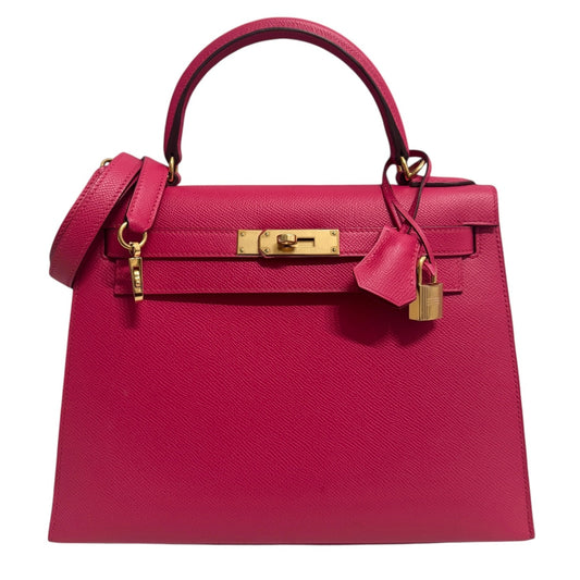 Hermes Kelly 28 Sellier Pink Rose Extreme Epsom Leather Gold Hardware