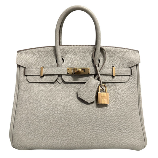 Hermes Birkin 25 Gris Perle Pearl Gray Togo Leather Gold Hardware