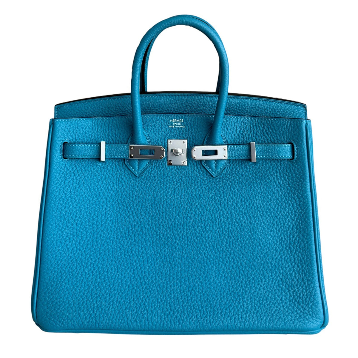 Hermes Birkin 25 Turquoise Blue Green Togo Leather Palladium Hardware RARE
