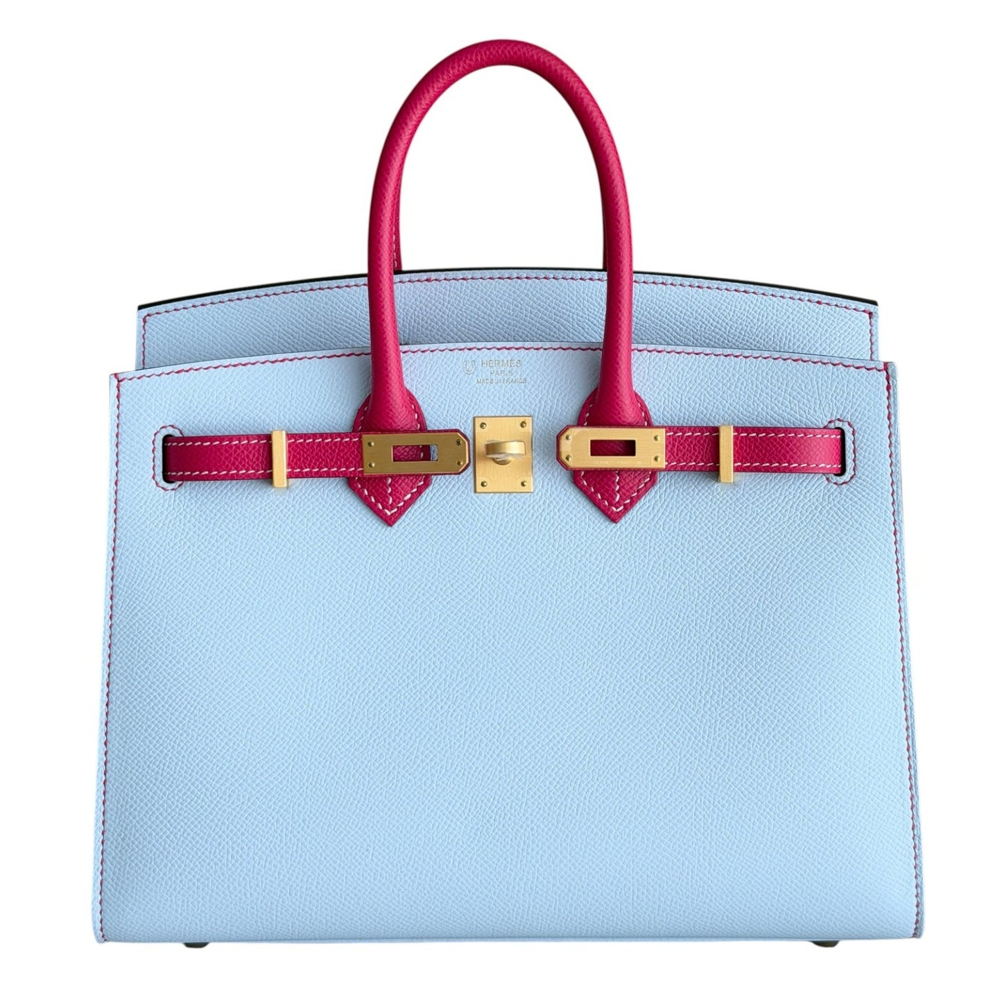 Hermes Birkin 25 Sellier Special Order Blue Brume Rose Extreme Brushed Gold Hwr
