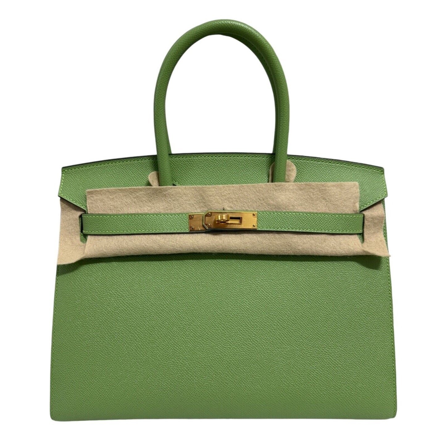 Hermes Birkin 30 Sellier Vert Criquet Green Epsom Leather Gold Hardware Handbag