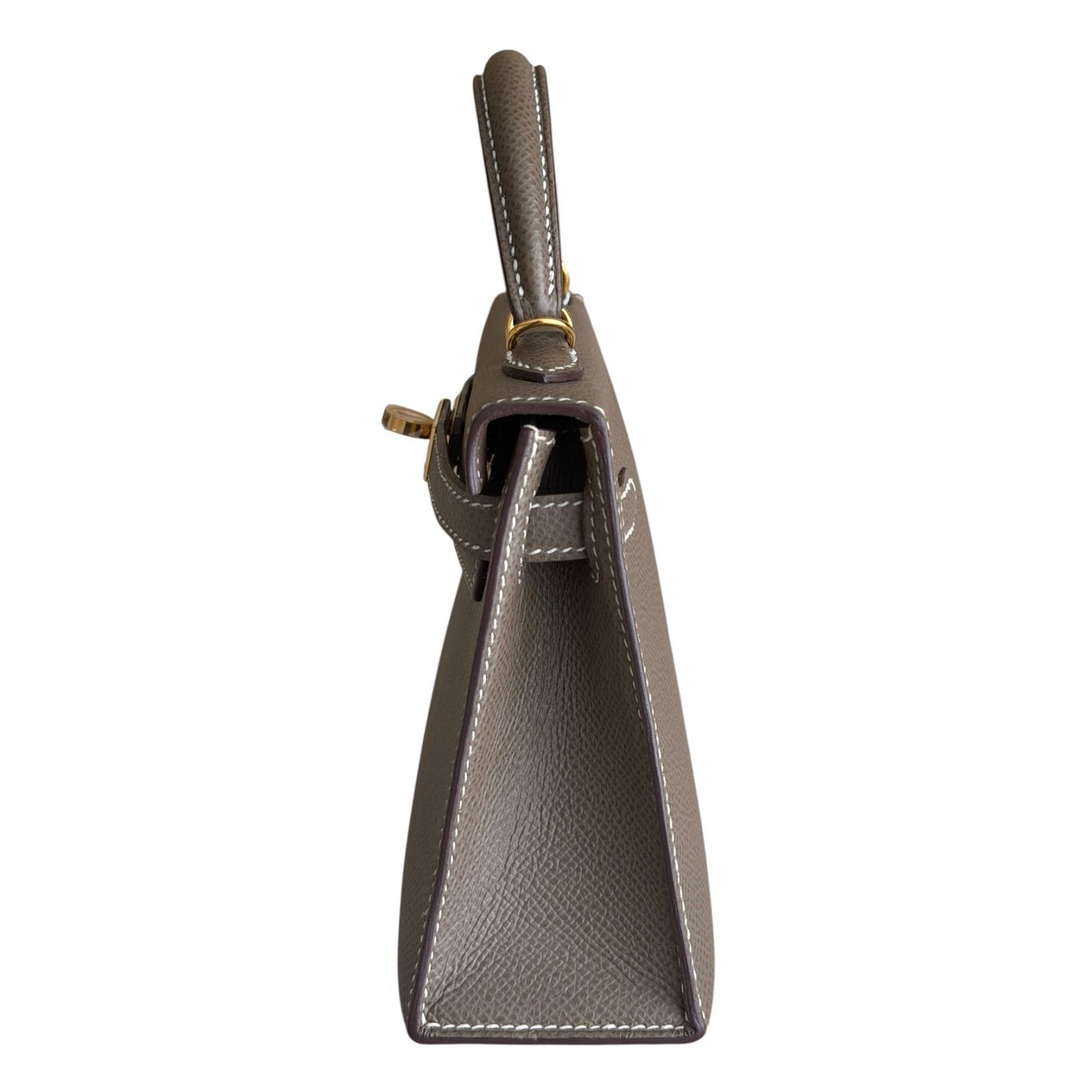 Hermes Kelly Mini 20 Etoupe Gray Epsom Leather Gold Hardware