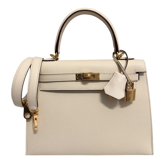 Hermes Kelly 25 Sellier Nata Cream Epsom Leather Gold Hardware