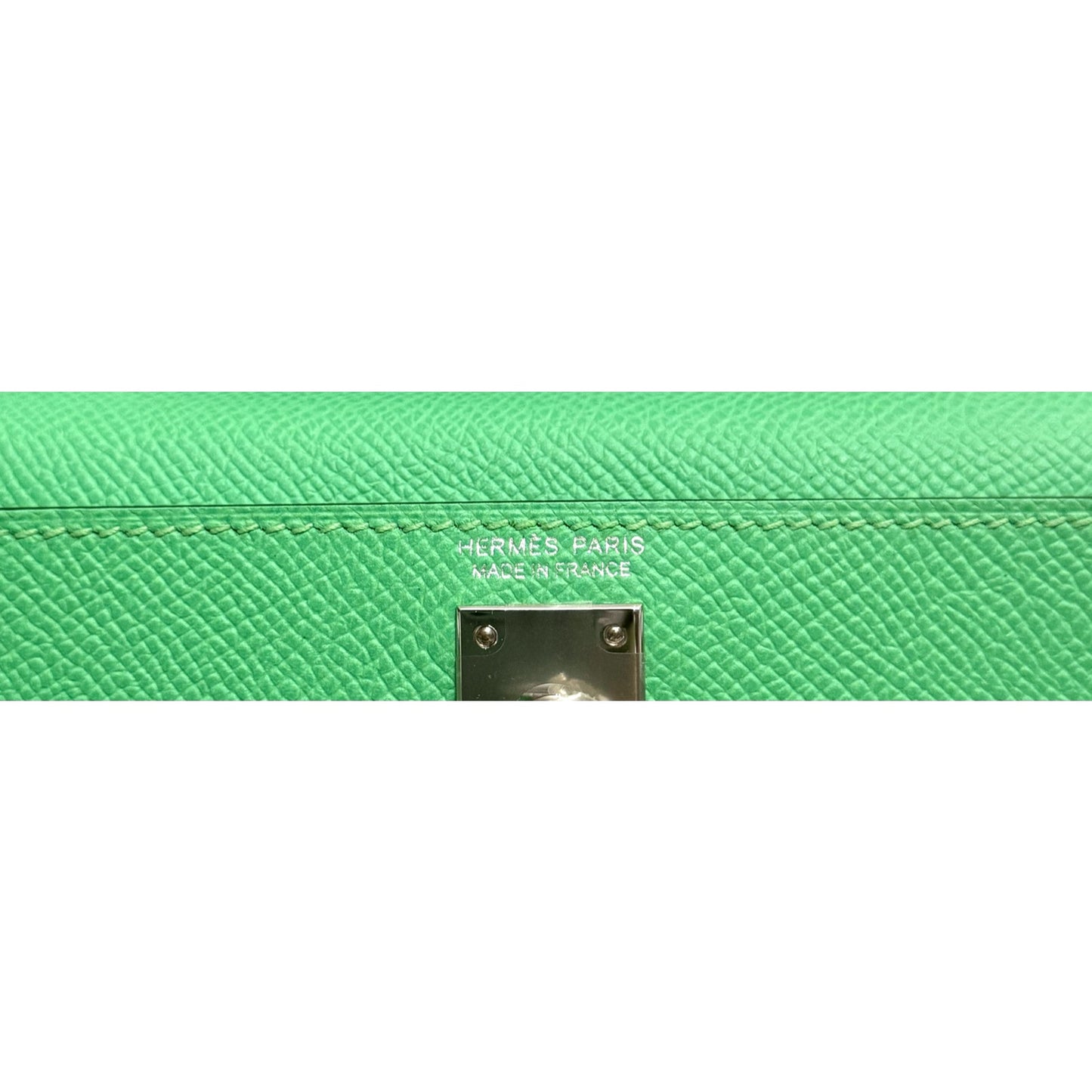 Hermes Kelly Mini 20 Vert Comics Vert Fizz & Gris Pale Epsom Leather Palladium