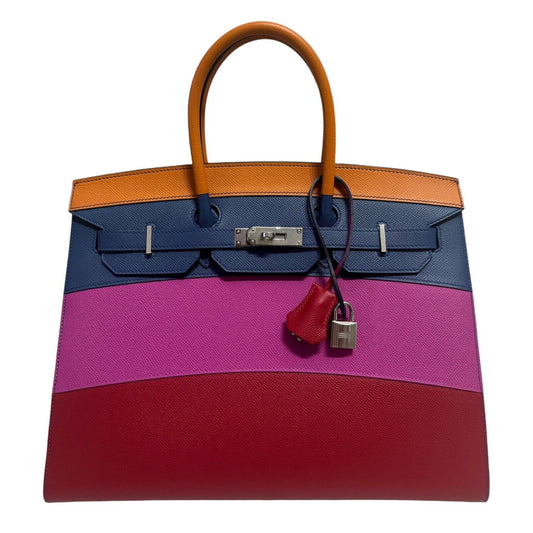 Hermes Birkin 35 Sellier Sunset Apricot Bleu Agate Magnolia, Rouge Casaque Epsom