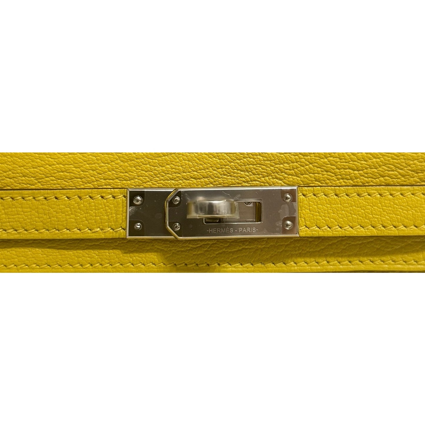 Hermes Kelly Mini 20 Verso Jaune Naples Gris Perle Chèvre Leather Palladium HWR