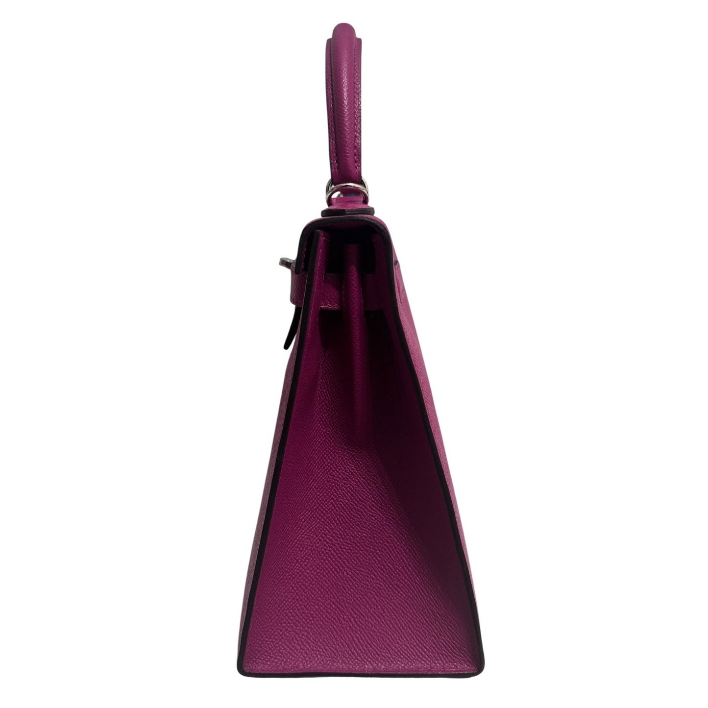 Hermes Kelly 28 Sellier Rose Pourpre Pink Purple Epsom Leather Palladium