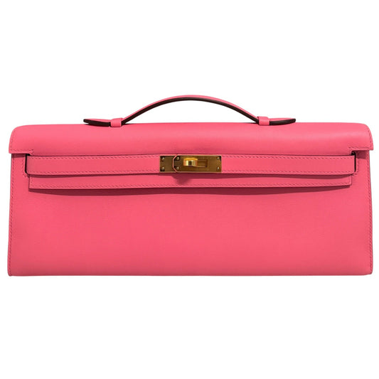 Hermes Kelly Cut Clutch Rose Azalee Azalea Pink Swift Leather Gold Hardware RARE