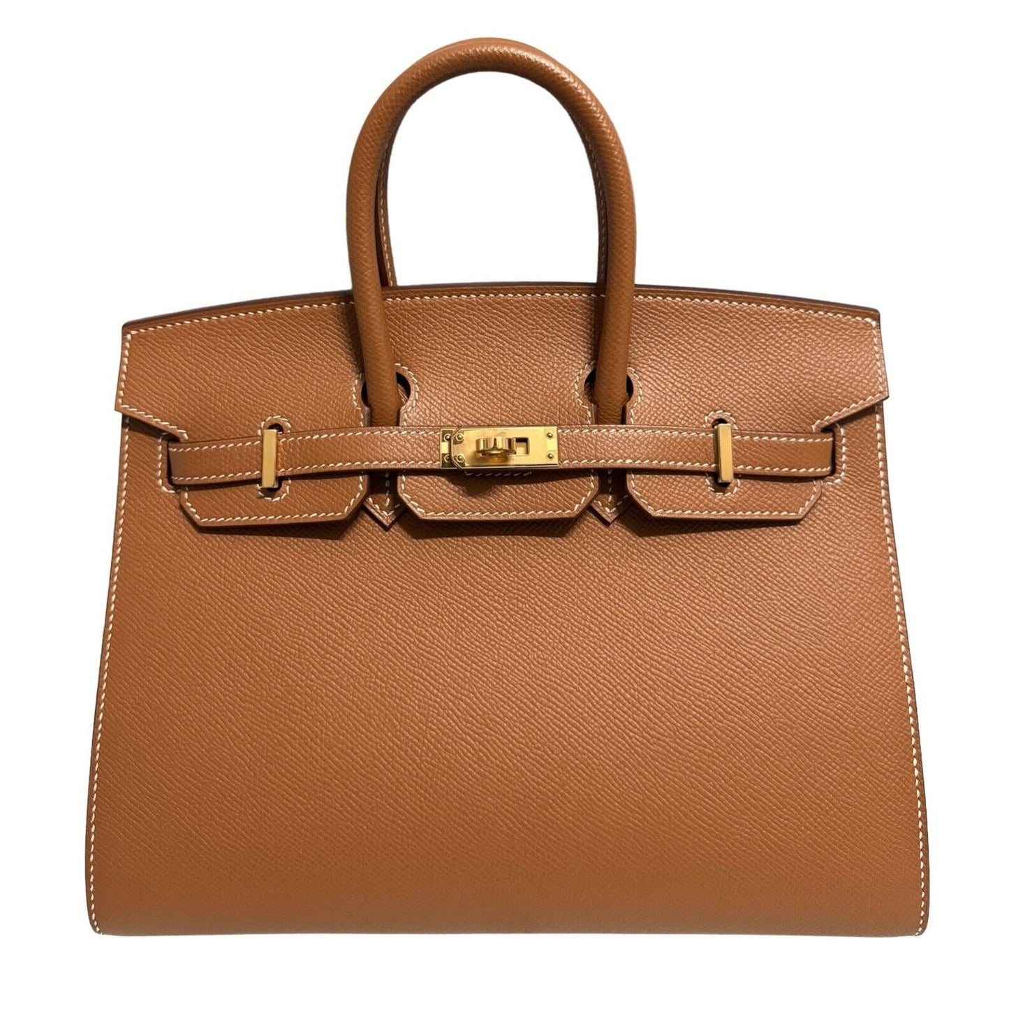 Hermes Birkin 25 Sellier Gold Tan Epsom Leather Gold Hardware Handbag