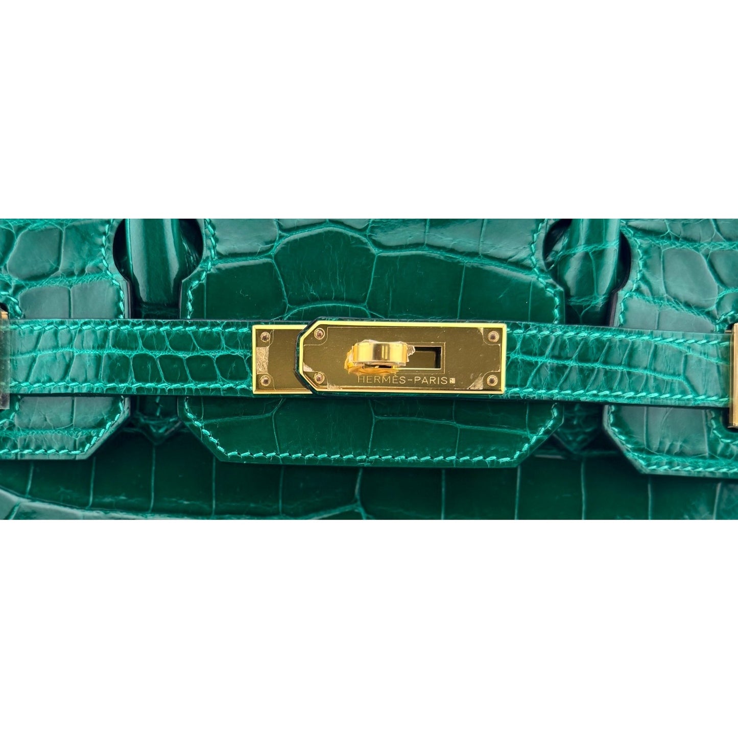 Hermes Birkin 30 Emerald Green Niloticus Crocodile Leather Gold Hardware Rare