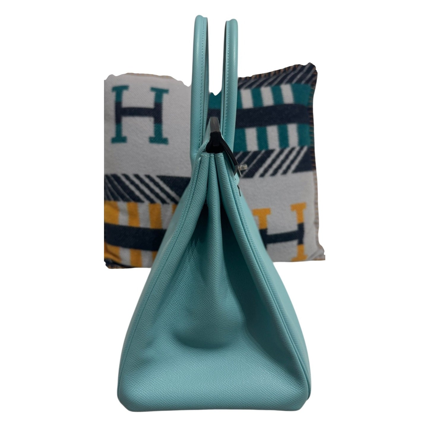 Hermes Birkin 35 Blue Atoll Epsom Leather Palladium Hardware RARE