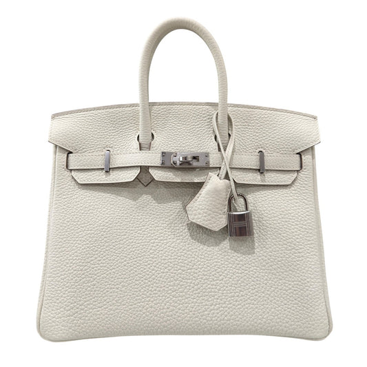 Hermes Birkin 25 Mushroom White Togo Leather Palladium Hardware Rare