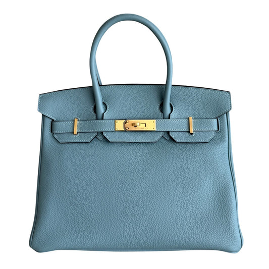 Hermes Birkin 30 Bleu Ciel Blue Togo Leather Gold Hardware RARE