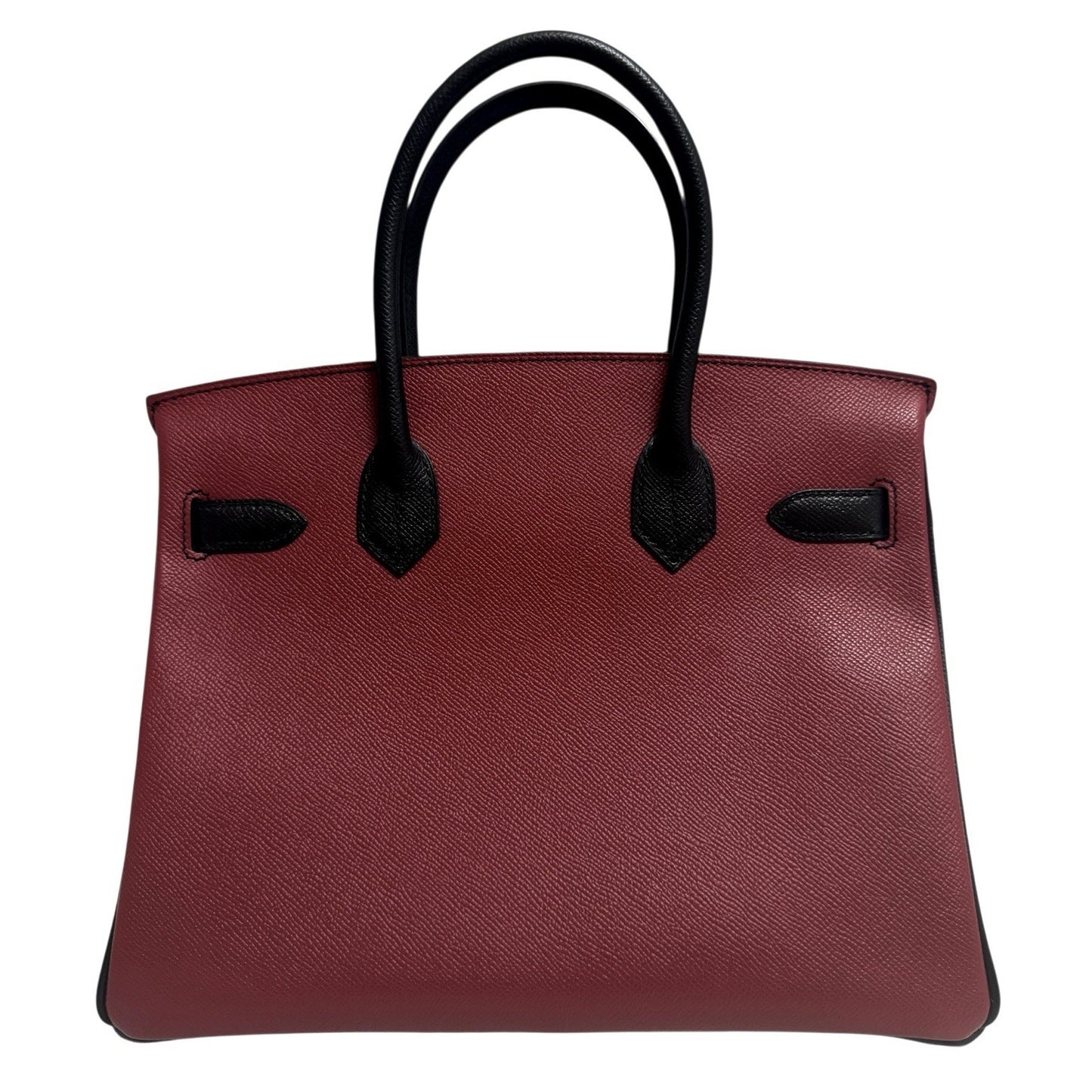 Hermes Birkin 30 Special Order Black Rouge H Red Epsom Brushed Gold Hardware