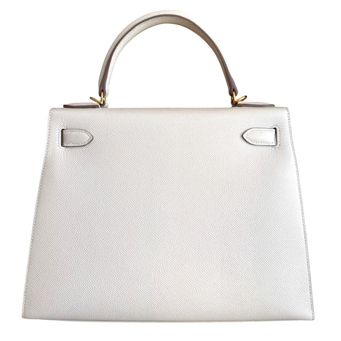 Hermes Kelly 28 Sellier Craie White Epsom Leather Gold Hardware RARE