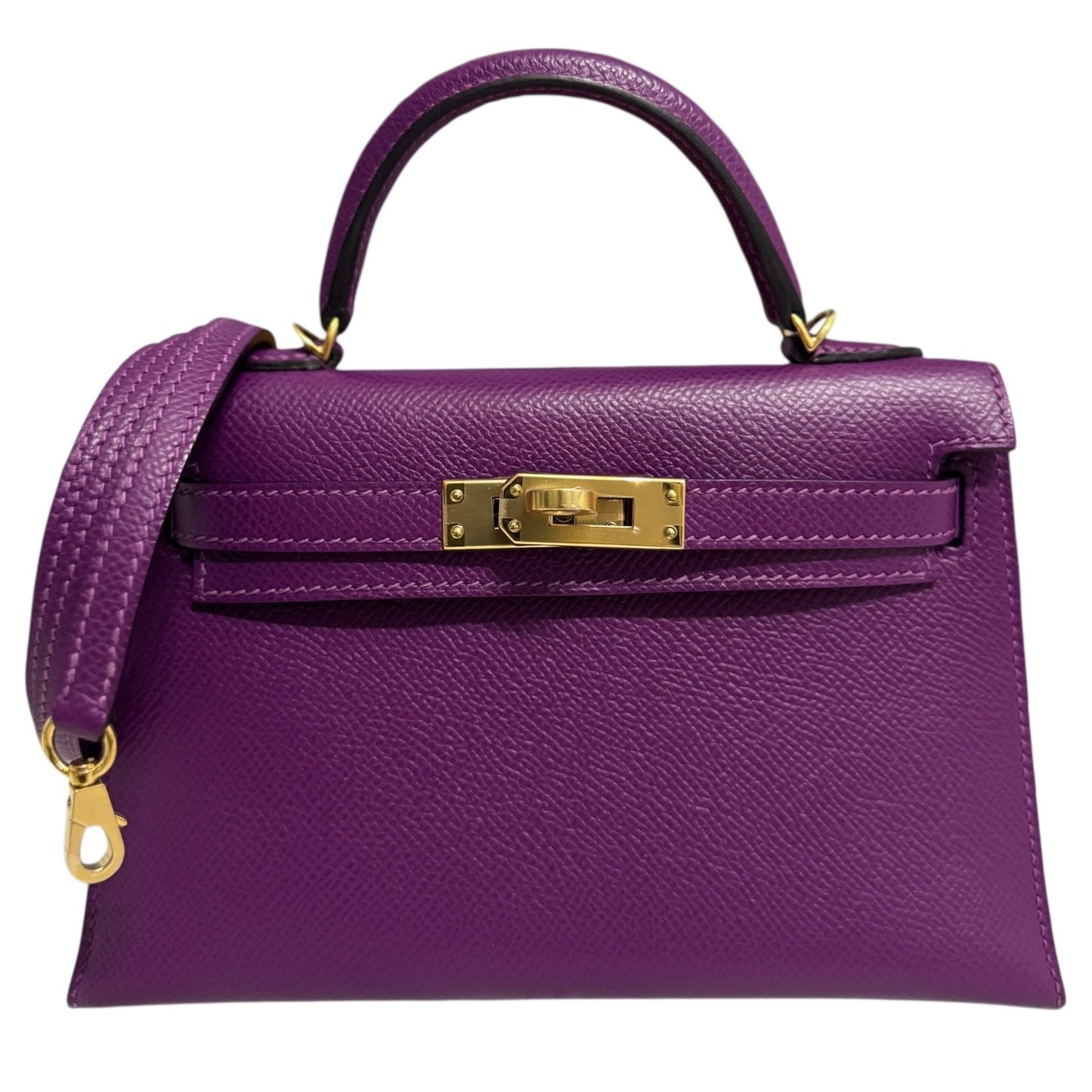 Hermes Kelly Mini 20 Anemone Purple Epsom Leather Gold Hardware RARE