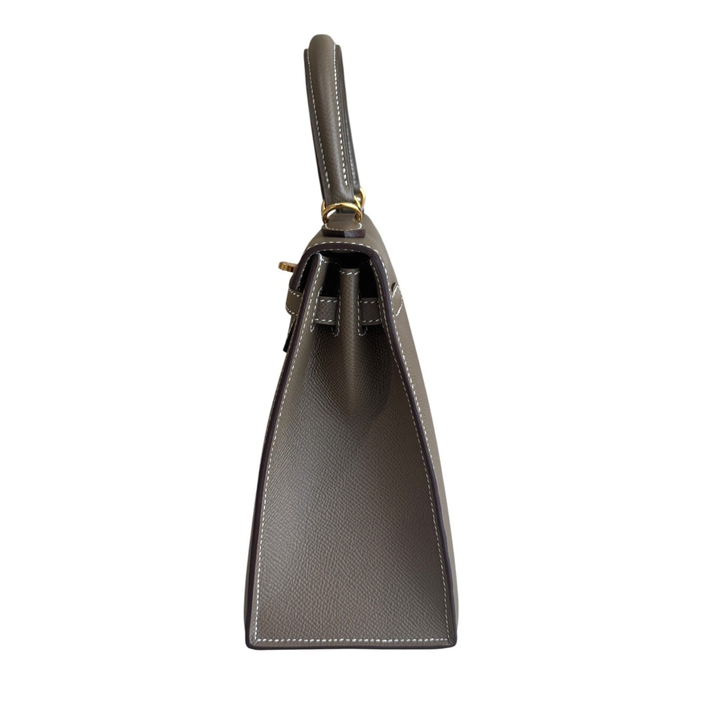 Hermes Kelly 25 Sellier Etoupe Gray Epsom Leather Gold Hardware
