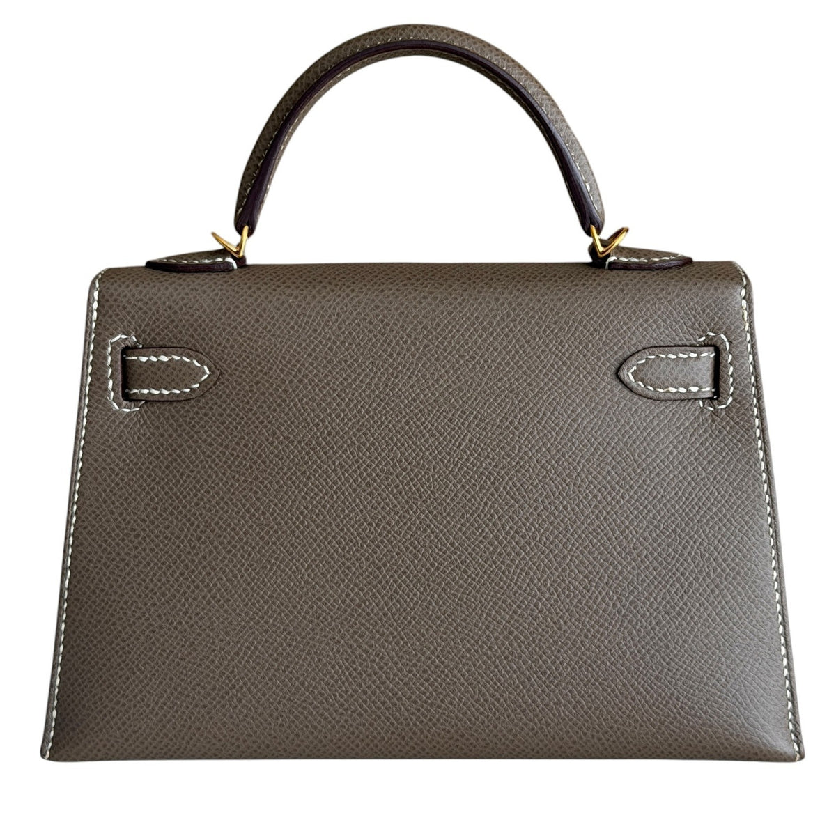 Hermes Kelly Mini 20 Etoupe Gray Epsom Leather Gold Hardware