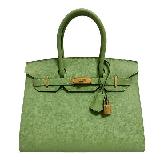 Hermes Birkin 30 Sellier Vert Criquet Green Epsom Leather Gold Hardware Handbag