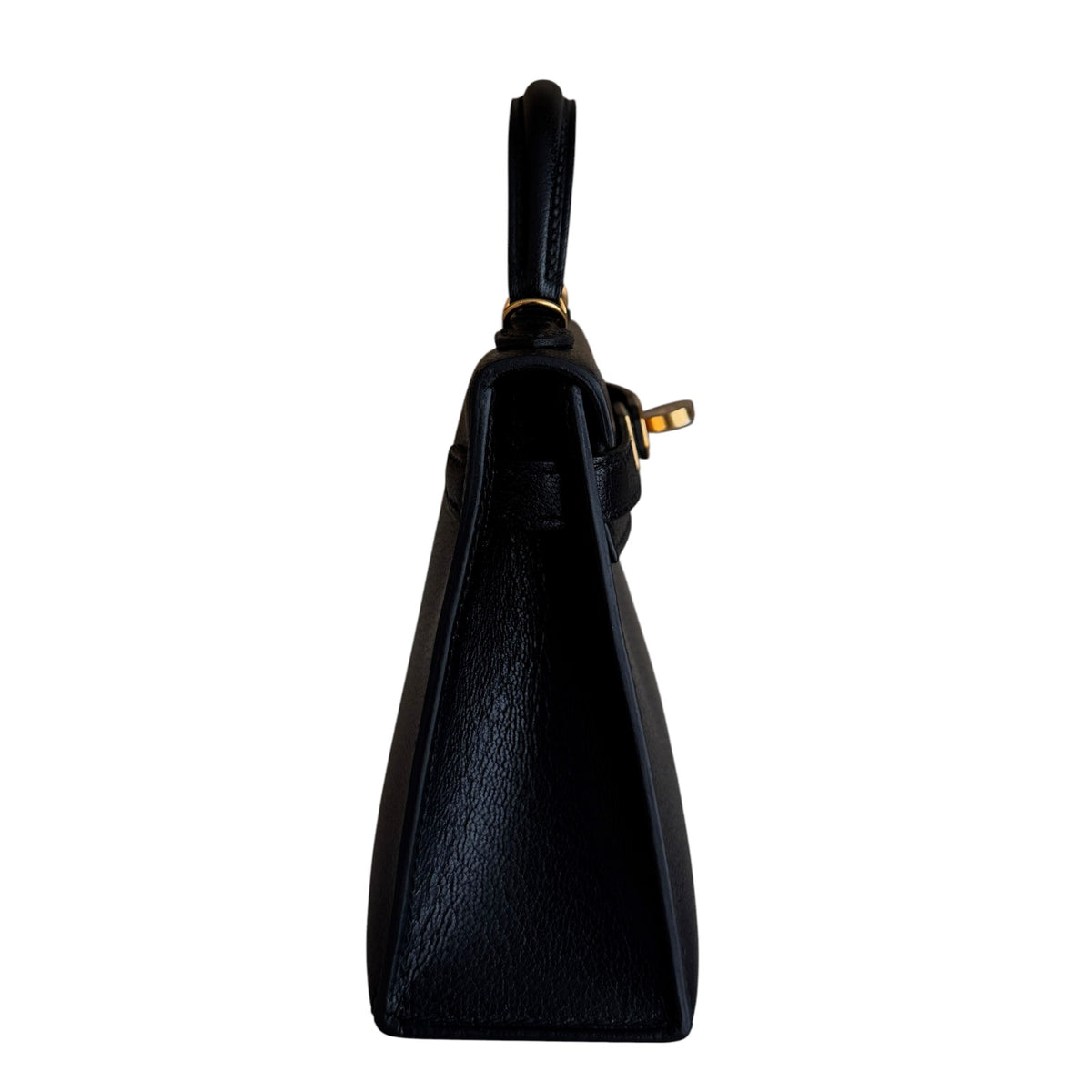 Hermes Kelly Mini 20 Black Noir Chevre Coromandel Leather Gold Hardware