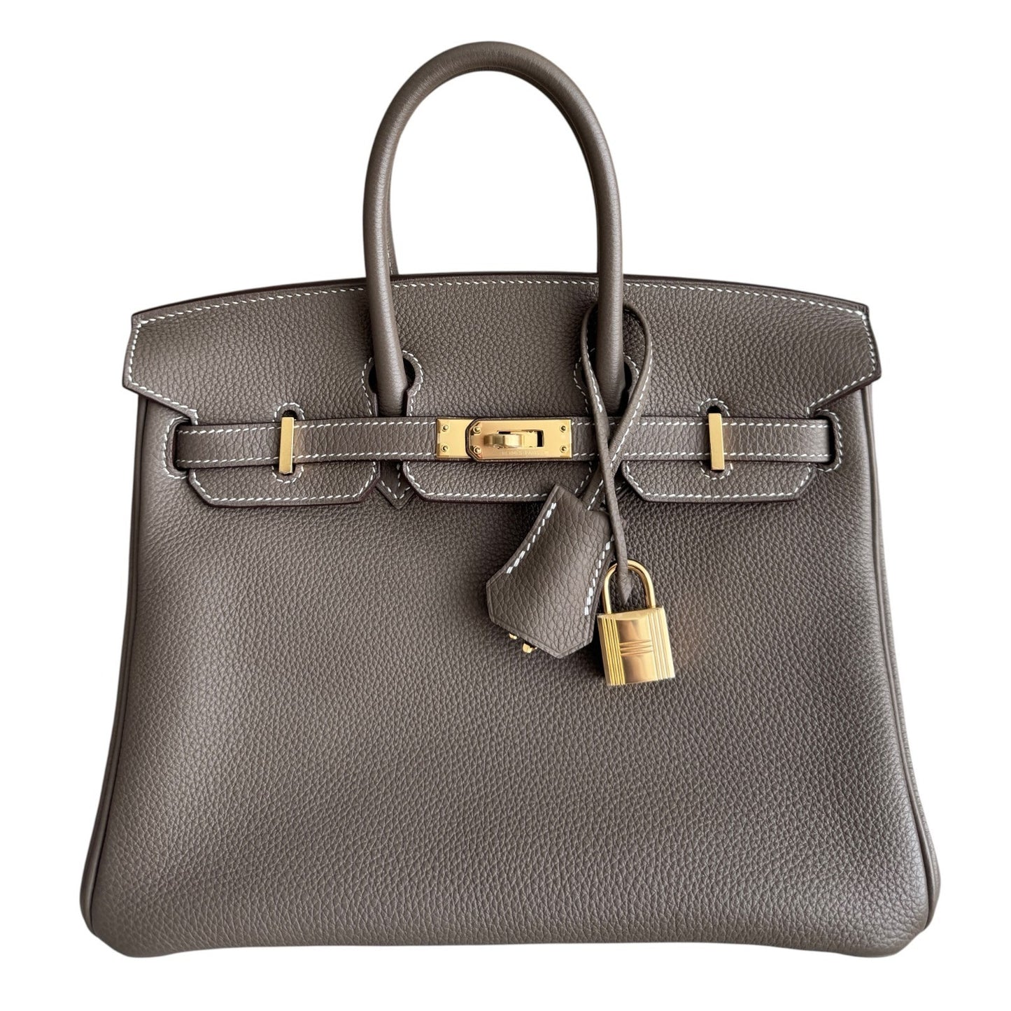 Hermes Birkin 25 Etoupe Gray Togo Leather Gold Hardware Handbag