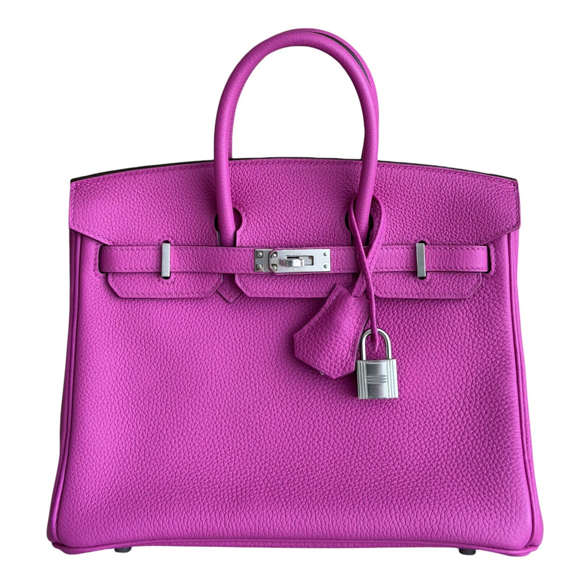 Hermes Birkin 25 Magnolia Pink Purple Togo Leather Palladium Hardware Rare