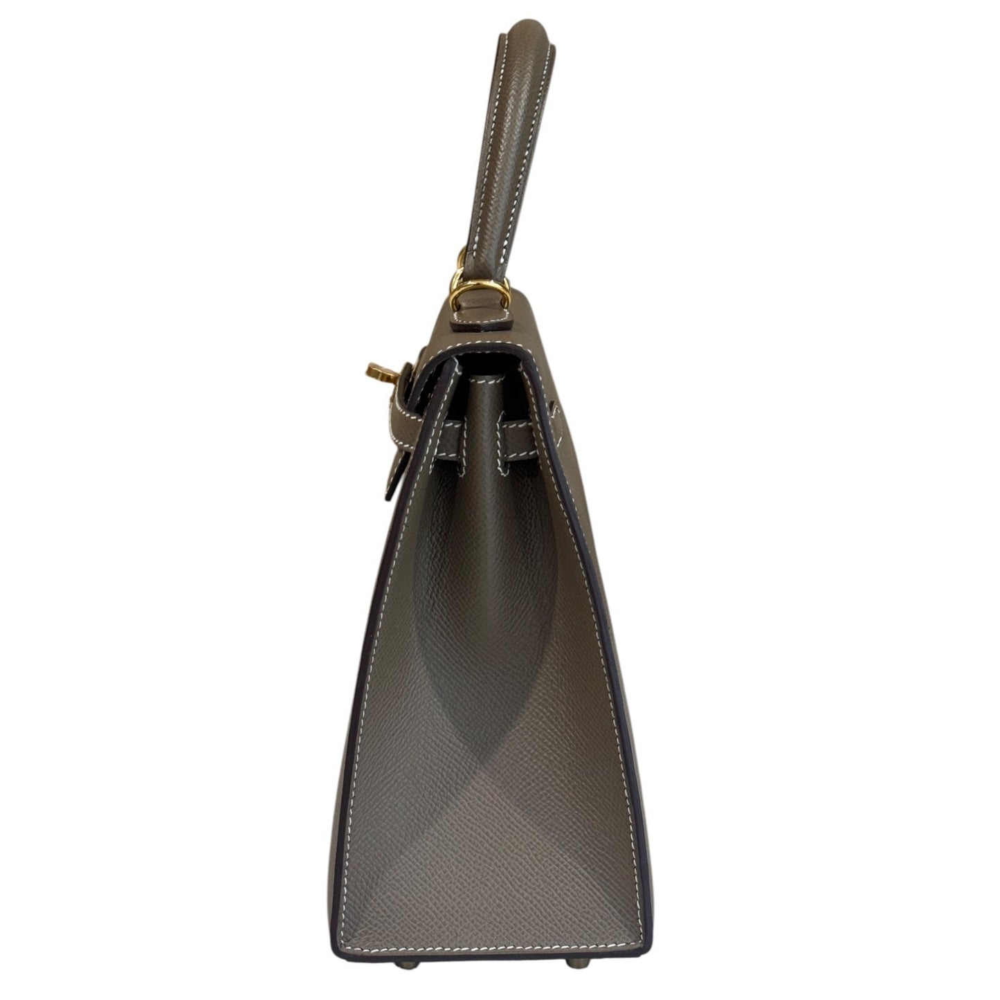 Hermes Kelly 25 Sellier Etoupe Gray Epsom Leather Gold Hardware
