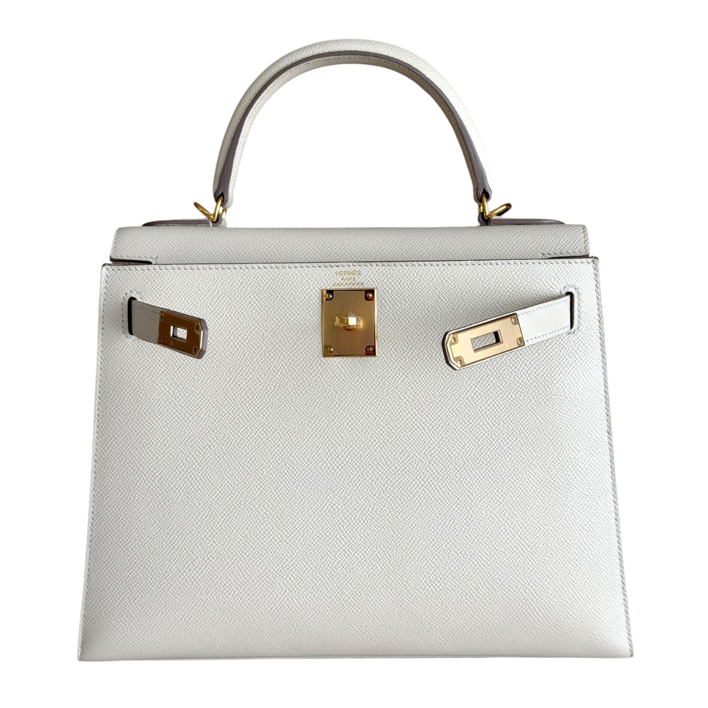 Hermes Kelly 28 Sellier Craie Cream White Epsom Leather Gold Hardware