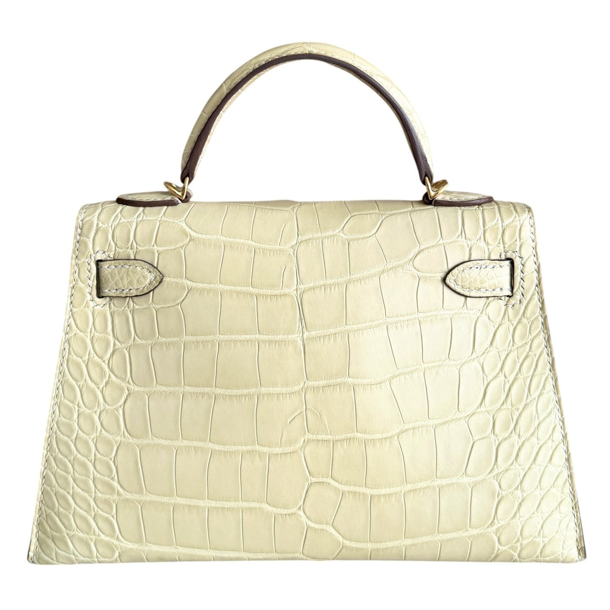 Hermes Kelly Mini 20 Matte Alligator Leather Vanille Vanilla Gold Hardware