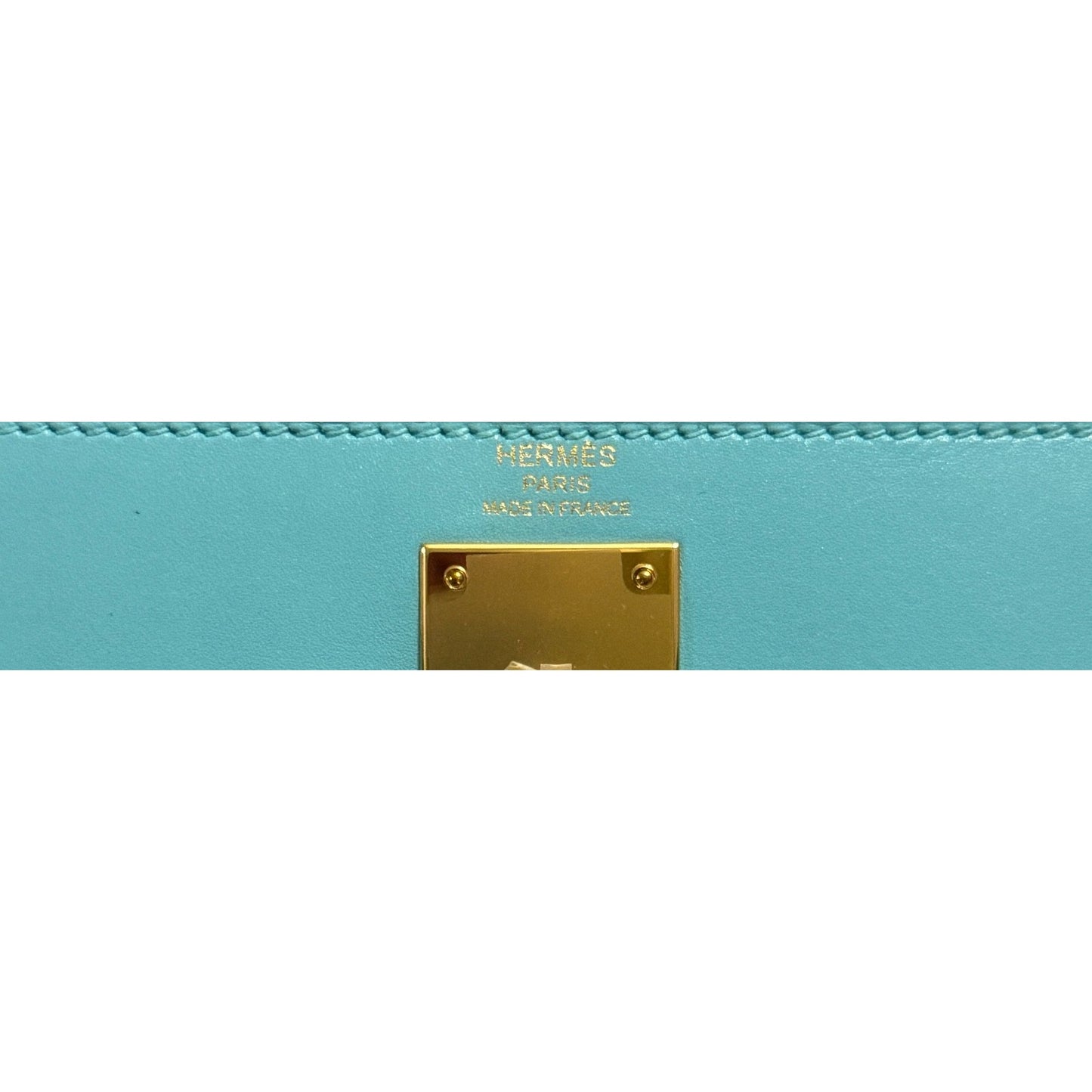 Hermes Kelly 28 Sellier Blue Atoll Tiffany Blue Tadelakt Leather Gold Hardware