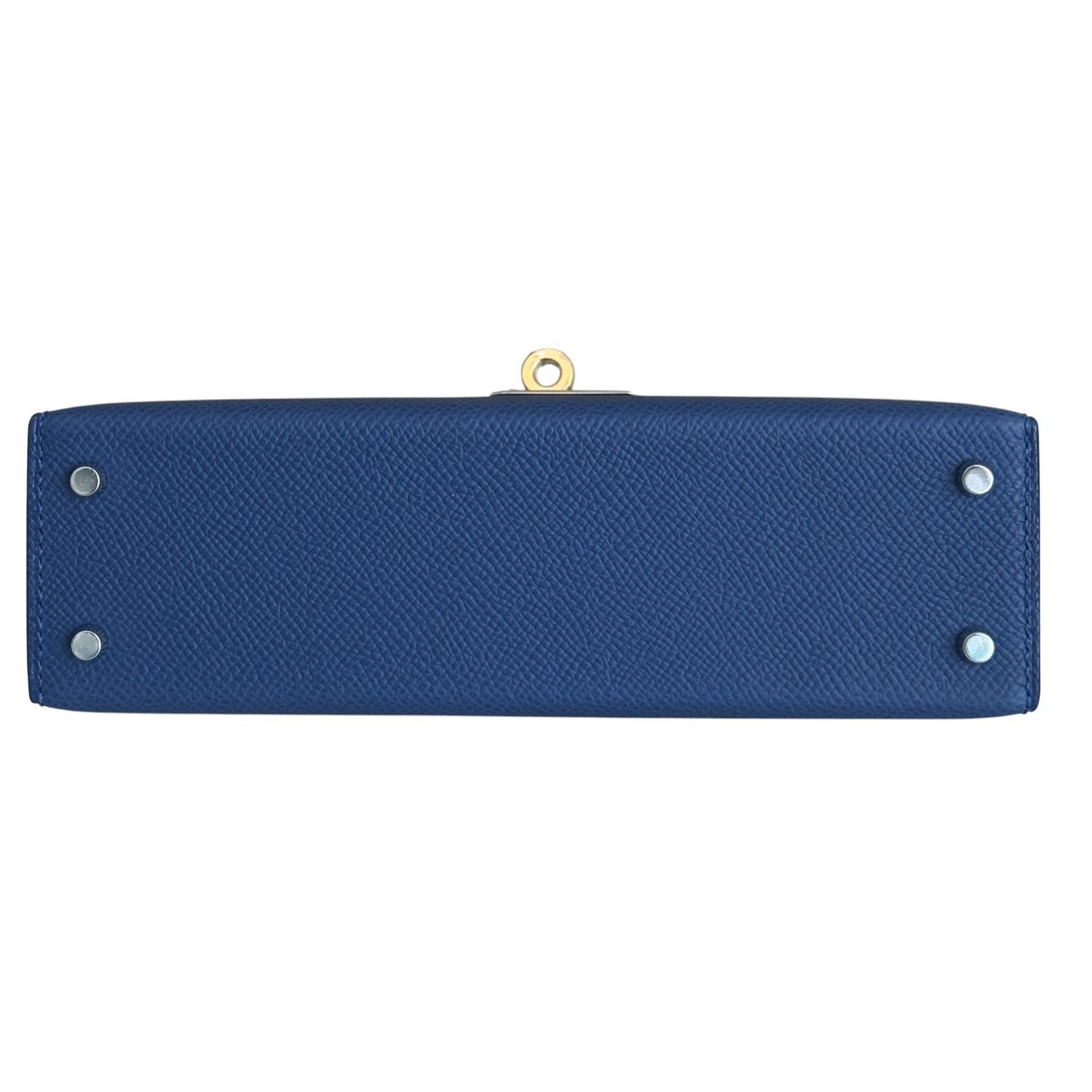 Hermes Kelly Mini 20 Blue Tie Epsom Leather Electrum Gold Palladium Hardware NEW
