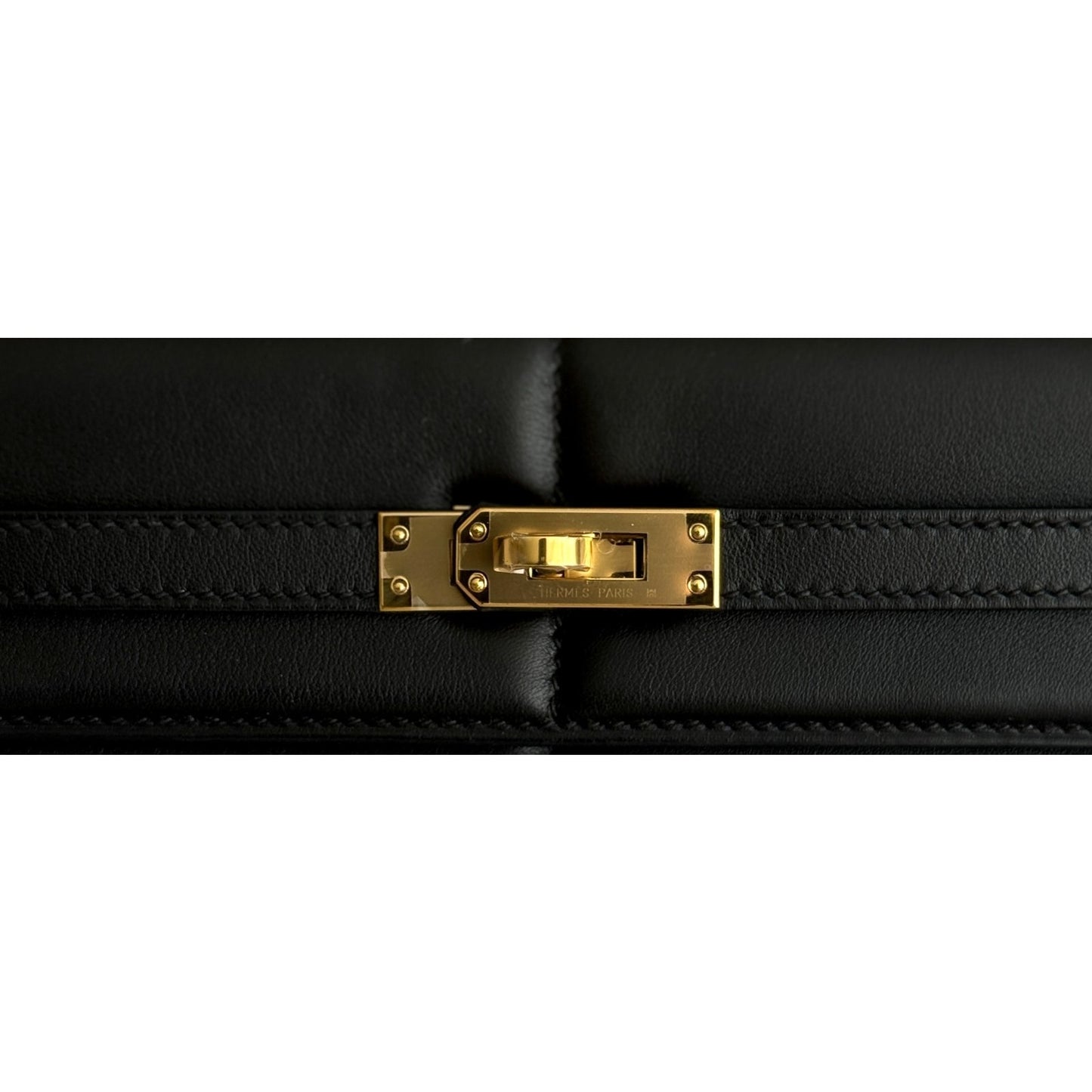 Hermes Kelly 25 Sellier Black Noir Padded Leather Gold Hardware Limited Edition