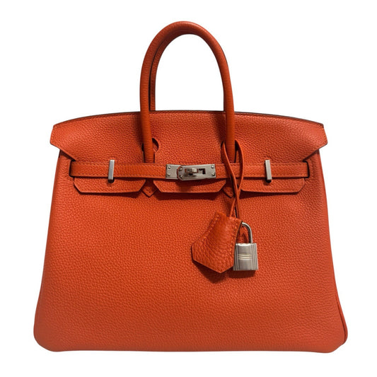 Hermes Birkin 25 Orange Togo Leather Palladium Hardware