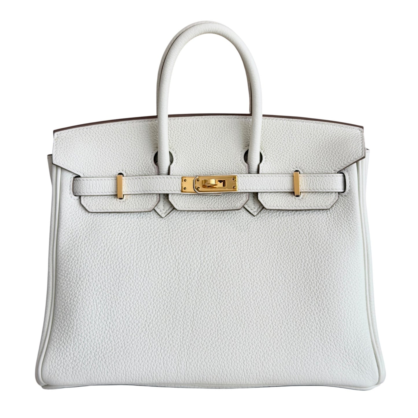 Hermes Birkin 25 Mushroom White Gray Togo Leather Gold Hardware