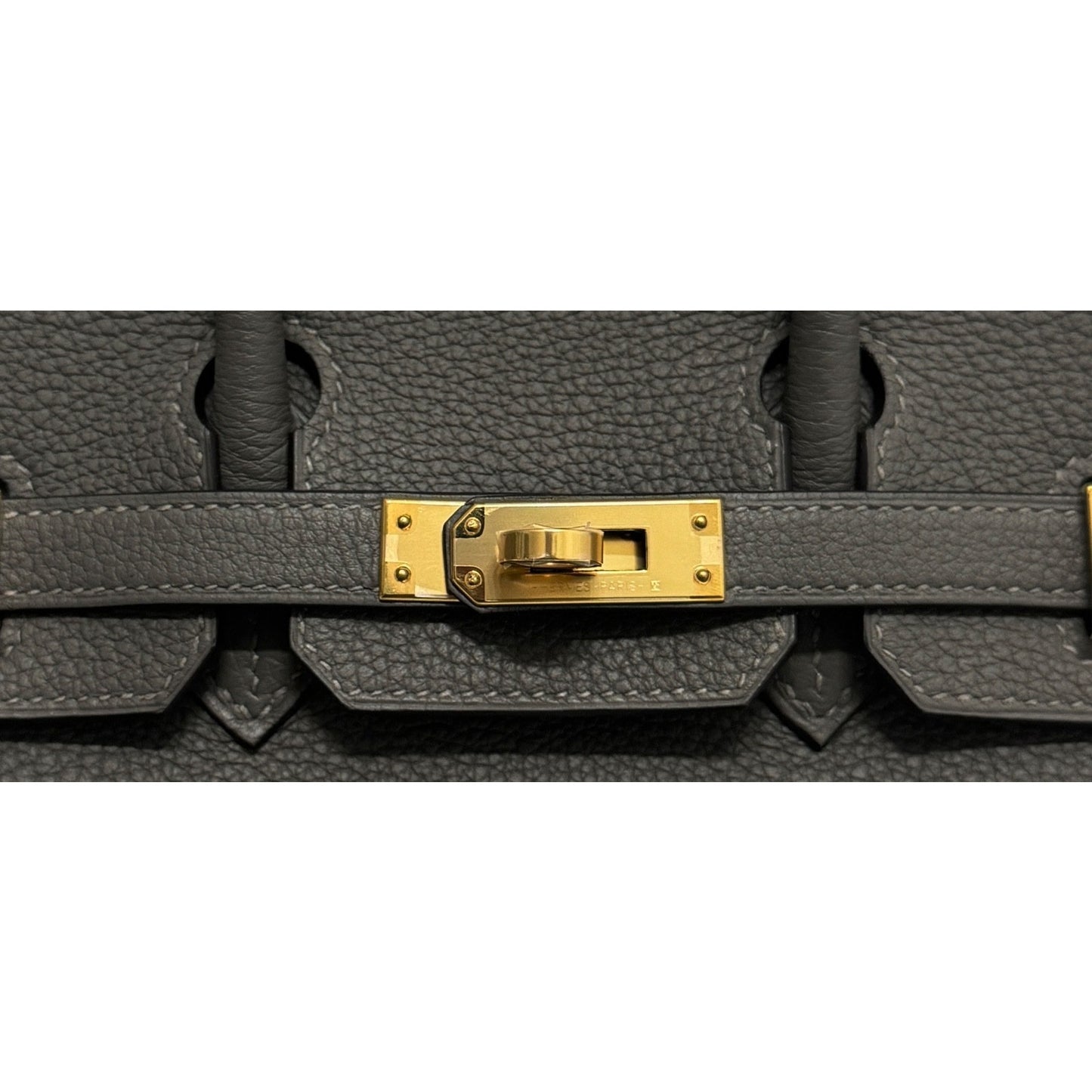 Hermes Birkin 25 Gris Meyer Gray Togo Leather Gold Hardware Handbag NEW