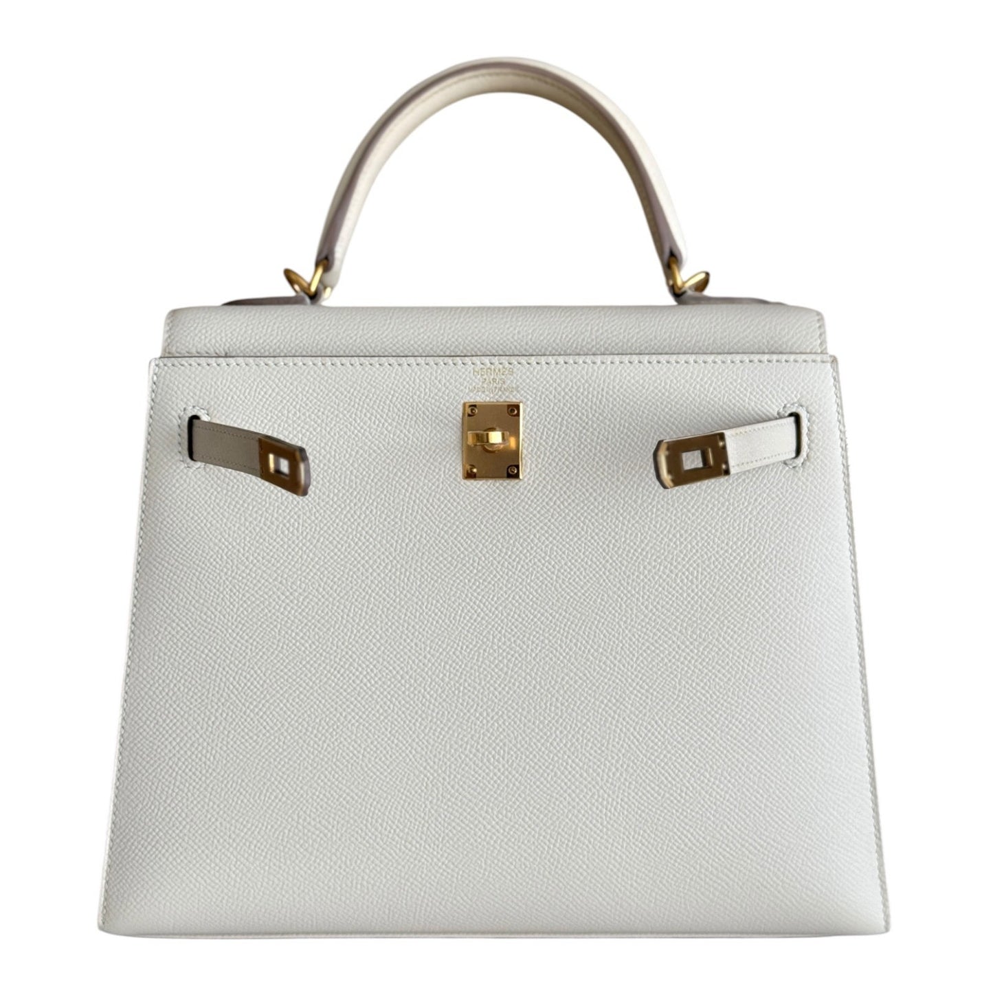 Hermes Kelly 25 Sellier Craie White Epsom Leather Gold Hardware