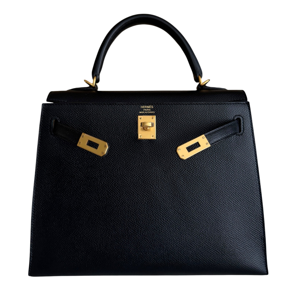 Hermes Kelly 25 Sellier Black Noir Epsom Leather Gold Hardware RARE