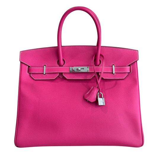 Hermes Birkin 35 Rose Tyrien Pink Epsom Leather Palladium Hardware RARE