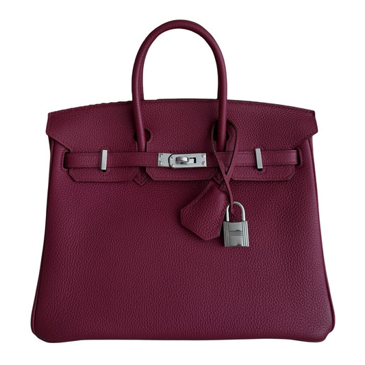 Hermes Birkin 25 Rouge Grenat Red Togo Leather Palladium Hardware RARE