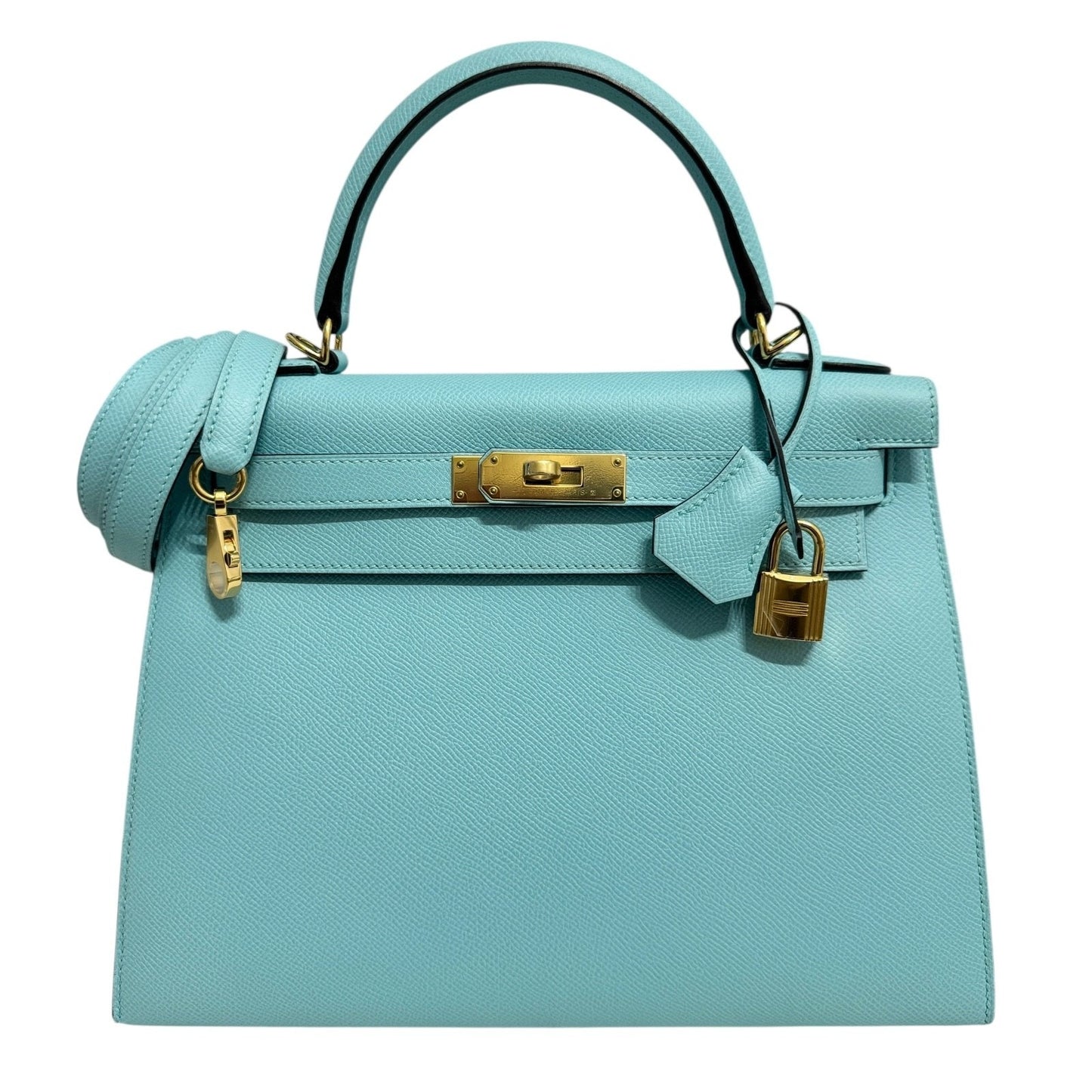 Hermes Kelly 28 Sellier Blue Atoll Epsom Leather Gold Hardware
